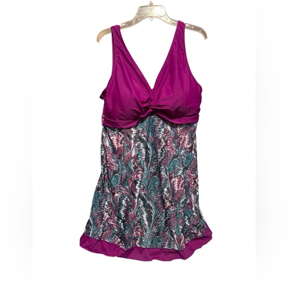 💜MiYang Women's Plus Size Printing Padded High Waist Swimdress - Picture 5 of 9